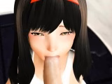 Brunette animated teenie giving blowjob